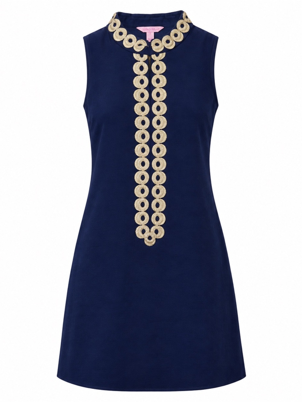 Lilly Pulitzer Size 2 Jane Shift Dress Navy Gold Sleeveless  Evening Event Party